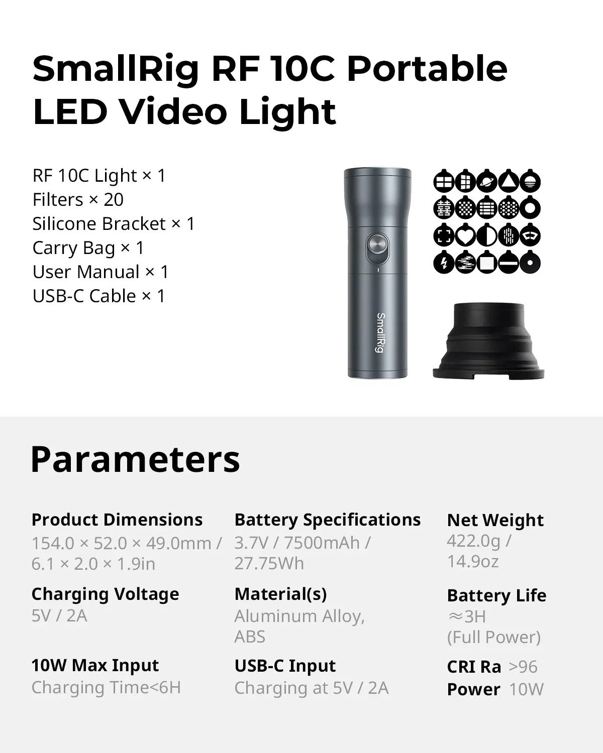 SmallRig RF 10C RGB LED Photography Flashlight